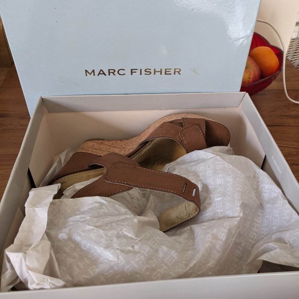 New Marc Fisher Cork Summer Platforms 6.5 Nib Sup… - image 2
